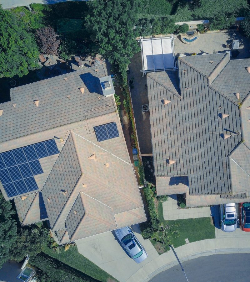 aerial view of solar panels